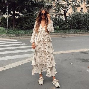 ZARA Polka Dot Tiered Maxi Dress. Size XS